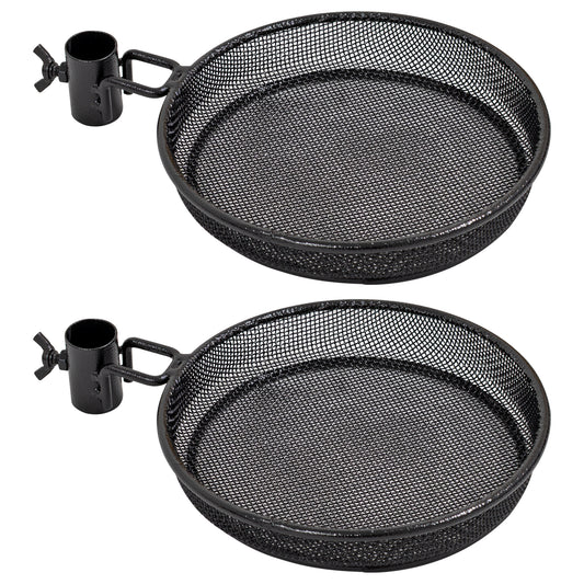 Woodside Mesh Bird Feeder Tray w/ Universal 22mm Pole Clamp Garden Seed/Nut Dish 2 Pack