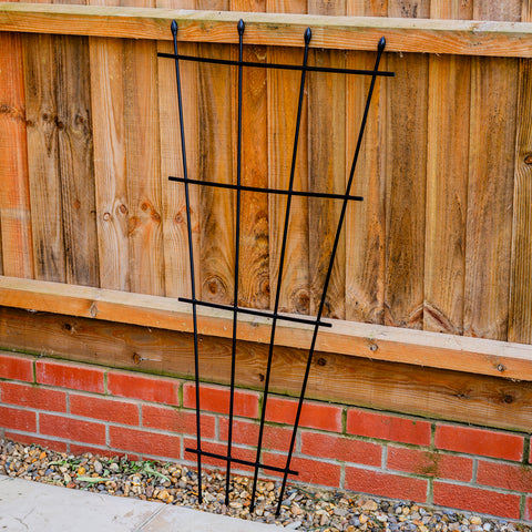 Woodside 1.2m Metal Garden Fan Trellis, Decorative Plant/Flower Pot Support, Pack of 2