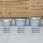 Woodside Vintage Galvanised Steel Garden & Home Flower Planter Tubs, Pack of 3