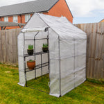 Woodside Large Walk-in Greenhouse with Netted PE Cover 4 Shelves Steel Frame