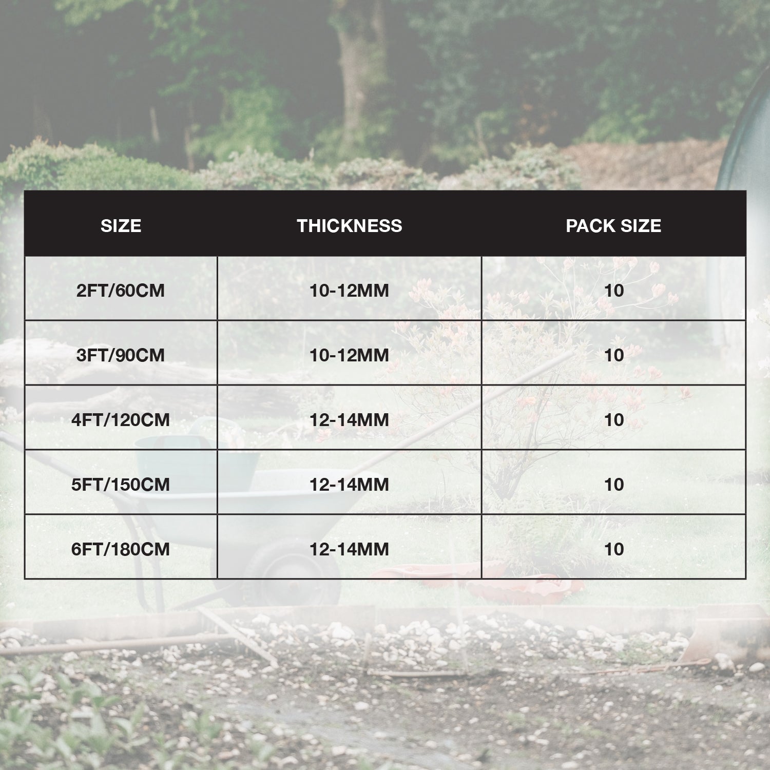 Woodside Metal Garden Cane Stakes, PE Coated Plant Support Stakes, 2ft-6ft – 10 PACK