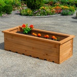 Woodside Reedham Stained Wooden Garden Trough Planter/Flower Trough Box, 95 Litres