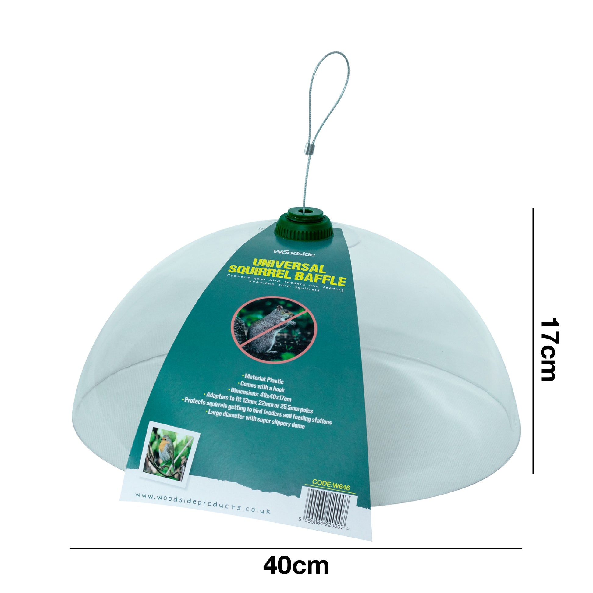 Woodside Plastic Universal Squirrel Baffle Dome with Hook, Bird Feed Guard