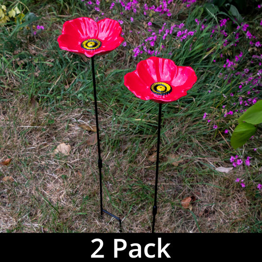 Woodside Cast Iron Poppy Flower Dish Bird Feeder (Pack of 2)