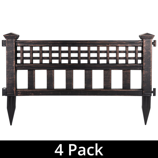 Woodside Bronze Decorative Plastic Garden Fence Panels, Border Edging (4 pack)