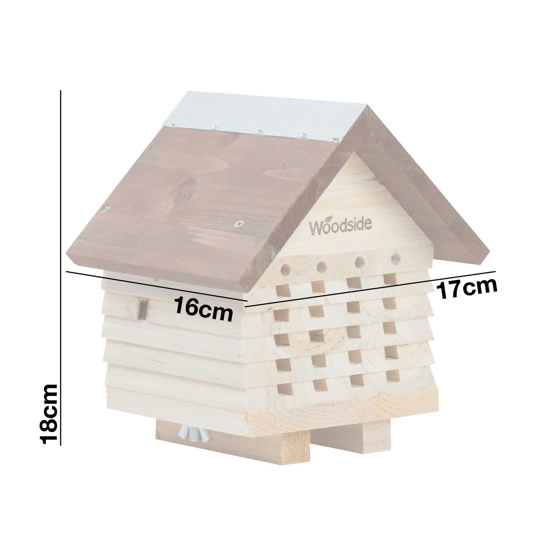 Woodside Wooden Garden Bee House, Natural Bug/Insect Hotel, Outdoor Nest Box