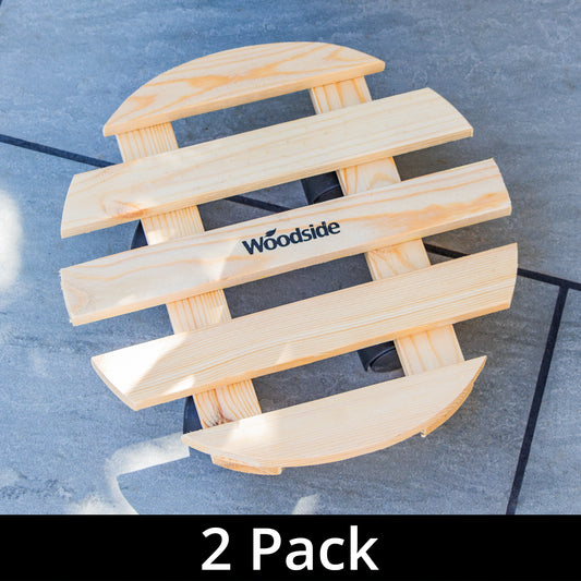 Woodside Round Wooden Plant Pot Trolley Movers Flower pot Planter Caddy Pack of 2 Movers (2 PACK)