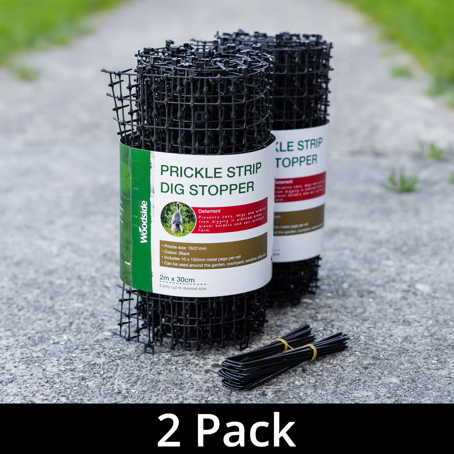 Woodside Prickle Strip Dig Stopper, Anti Dog & Cat Scat Mat, Garden Animal Scarer x 2