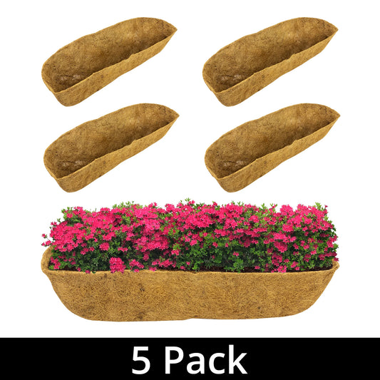 Woodside Extra Deep Natural Coco Fibre Wall/Window Trough Replacement Liners, 60cm, pack of 5