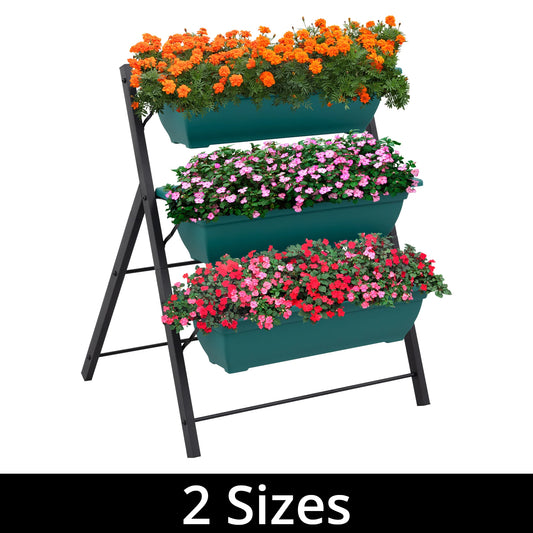 Woodside Drayton 3/5 Tier Metal Garden Planter Stand, Outdoor Plant Herb Display Shelves