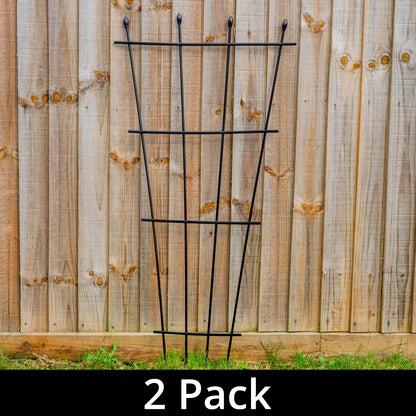 Woodside 1.2m Metal Garden Fan Trellis, Decorative Plant/Flower Pot Support, Pack of 2