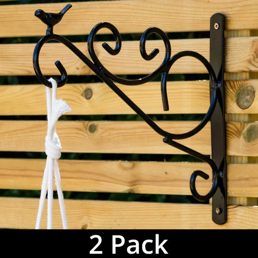 Woodside Hanging Basket/Bird Feeder Decorative Wall Bracket, 12" Hook Hanger x 2