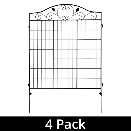 Woodside Brooke Metal Garden Decorative Border Fencing, Outdoor Edging Pack of 4