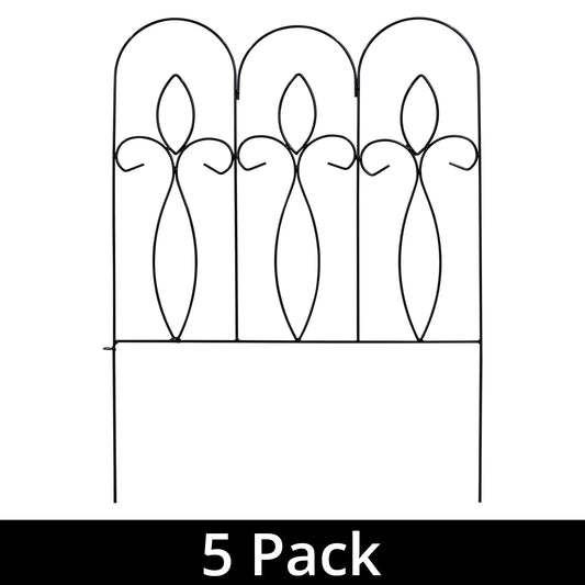 Woodside Felbrigg Metal Garden Border Edging, Outdoor Lawn Fencing, 3m Total Length, Pack of 5
