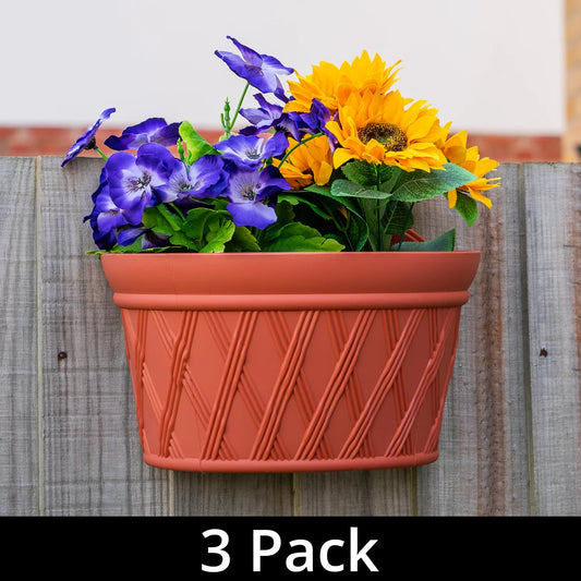 Wall/Fence Planter Trough, Pack of 3 Hanging Balcony Plastic Window Flower Box
