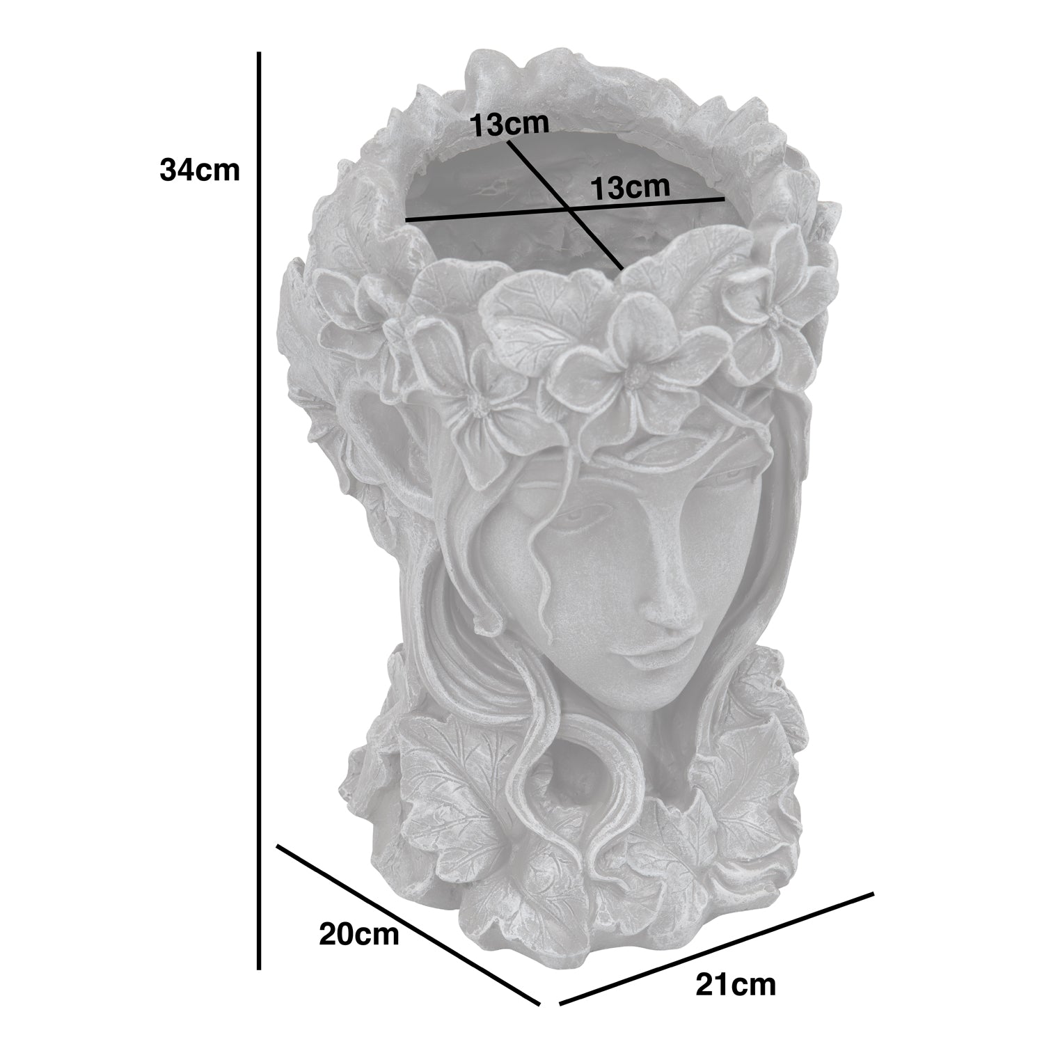 Woodside Garden Goddess Head Planter Decorative Indoor/Outdoor Plant Pot Statue