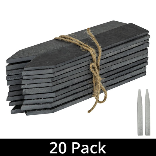 Woodside Garden Slate Plant & Flower Markers + Chalk, Plant Stall Labels x 20