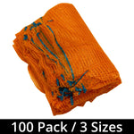 Woodside Orange Mesh Raschel Bags, Net Sacks for Fruit/Veg/Kindling Wood x 100