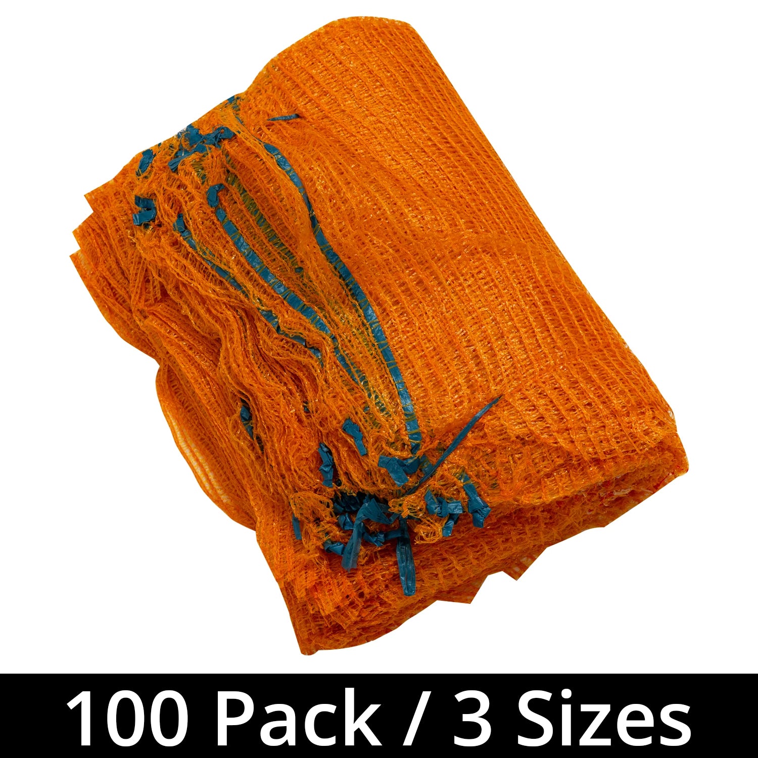 Woodside Orange Mesh Raschel Bags, Net Sacks for Fruit/Veg/Kindling Wood x 100