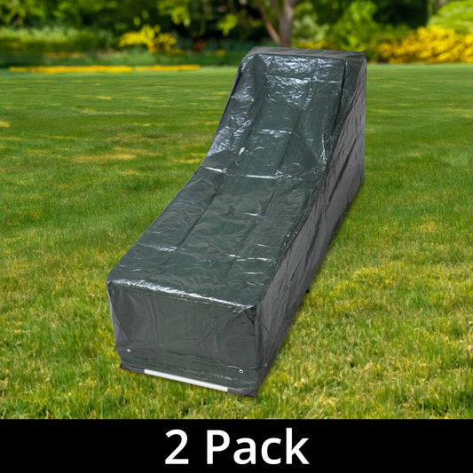 2 x Woodside Waterproof Sunbed Furniture Covers, 2.04m x 0.69m x 0.44m-0.76m