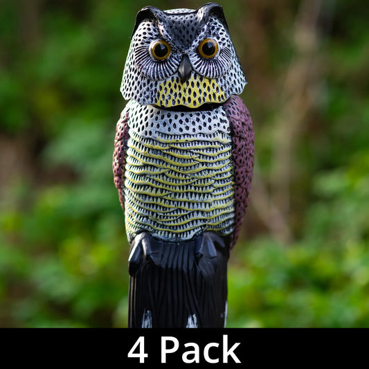 4 x Woodside Large Realistic Bird/Pigeon/Crow Owl Decoy With Rotating Head