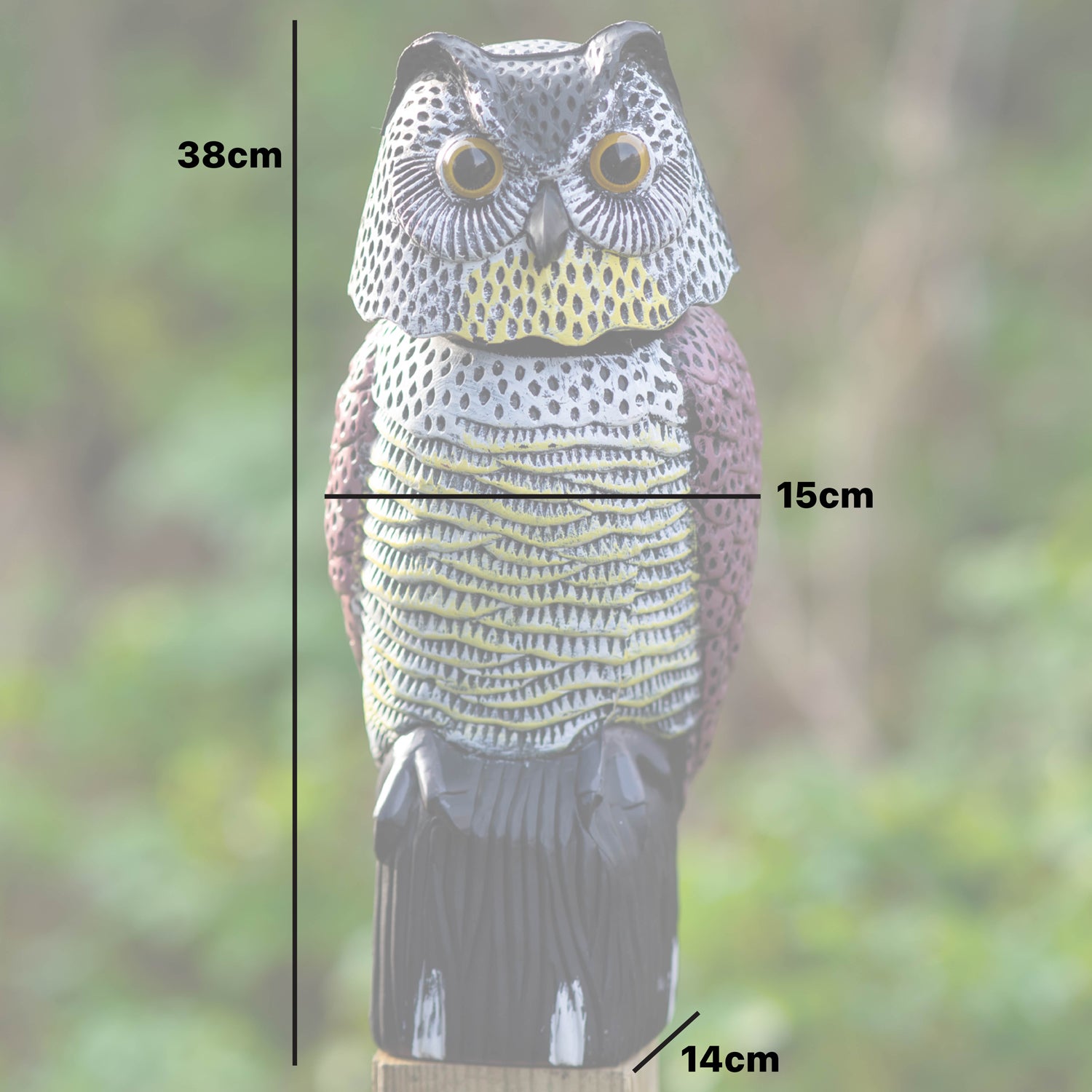 Woodside Large Realistic Bird/Pigeon/Crow Owl Decoy With Rotating Head