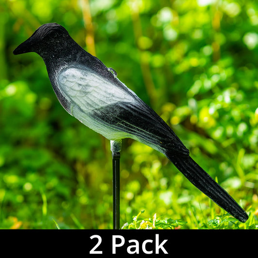 Nitehawk 2 X Full Body Flocked Shooting/Hunting Magpie Decoy With Stake