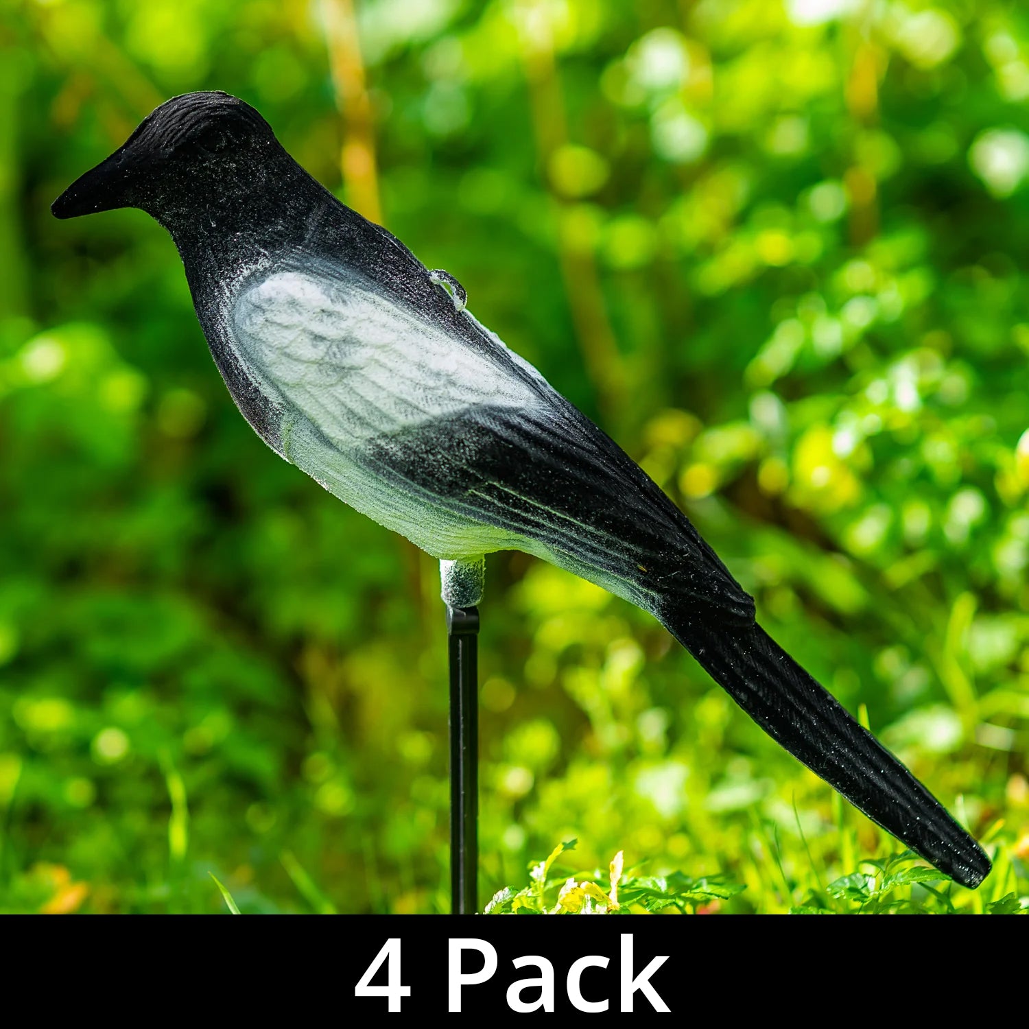 Nitehawk 4 X Full Body Flocked Shooting/Hunting Magpie Decoy With Stake