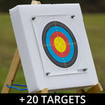 Nitehawk 60x60cm Archery Self Healing Foam Target Board + 20 Paper Faces