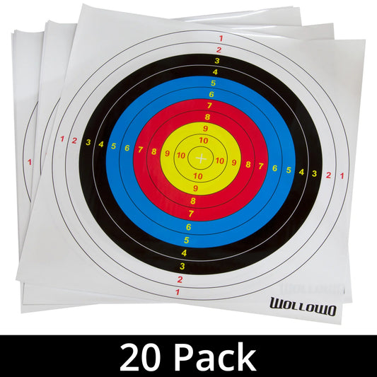 Pack of 20 Wollowo Archery & Crossbow Paper Target Faces 42x42cm