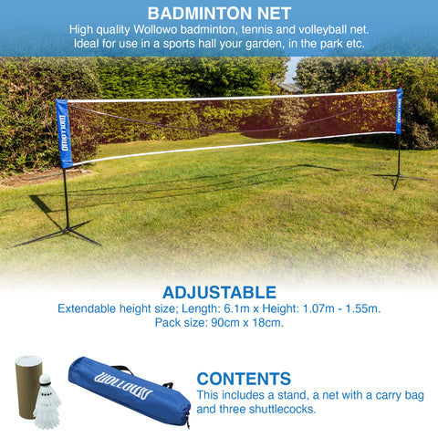 Wollowo 6m Foldable Portable Badminton Volleyball Net Frame Stand