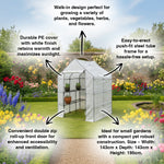 Woodside Large Walk-in Greenhouse with Netted PE Cover 4 Shelves Steel Frame