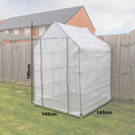 Woodside Large Walk-in Greenhouse with Netted PE Cover 4 Shelves Steel Frame