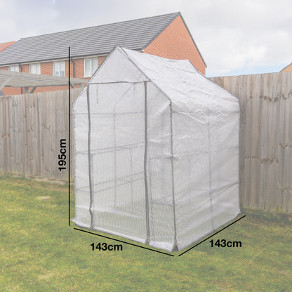 Woodside Large Walk-in Greenhouse with Netted PE Cover 4 Shelves Steel Frame
