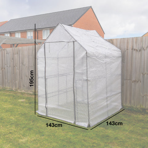 Woodside Large Walk-in Greenhouse with Netted PE Cover 4 Shelves Steel Frame