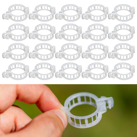 Pack of 200 Woodside tomato plant clips for garden trellis and cable support, ideal for securing plant stems.