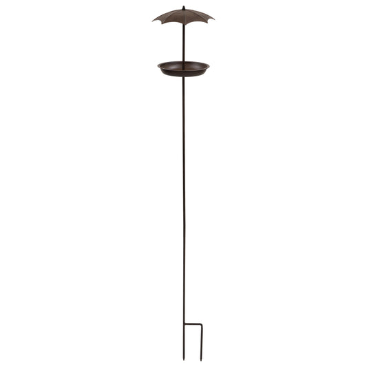 Woodside Cast Iron Bird Feeder Bath with Ground Stake & Umbrella – Seeds, Fat Balls, Nuts