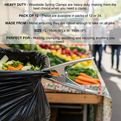 Woodside Pack Of 12 Heavy Duty Spring Clamps Market Stall Tarpaulin Clips