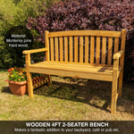 Woodside Narford Outdoor Wooden 2 Seater Bench Garden Patio Furniture