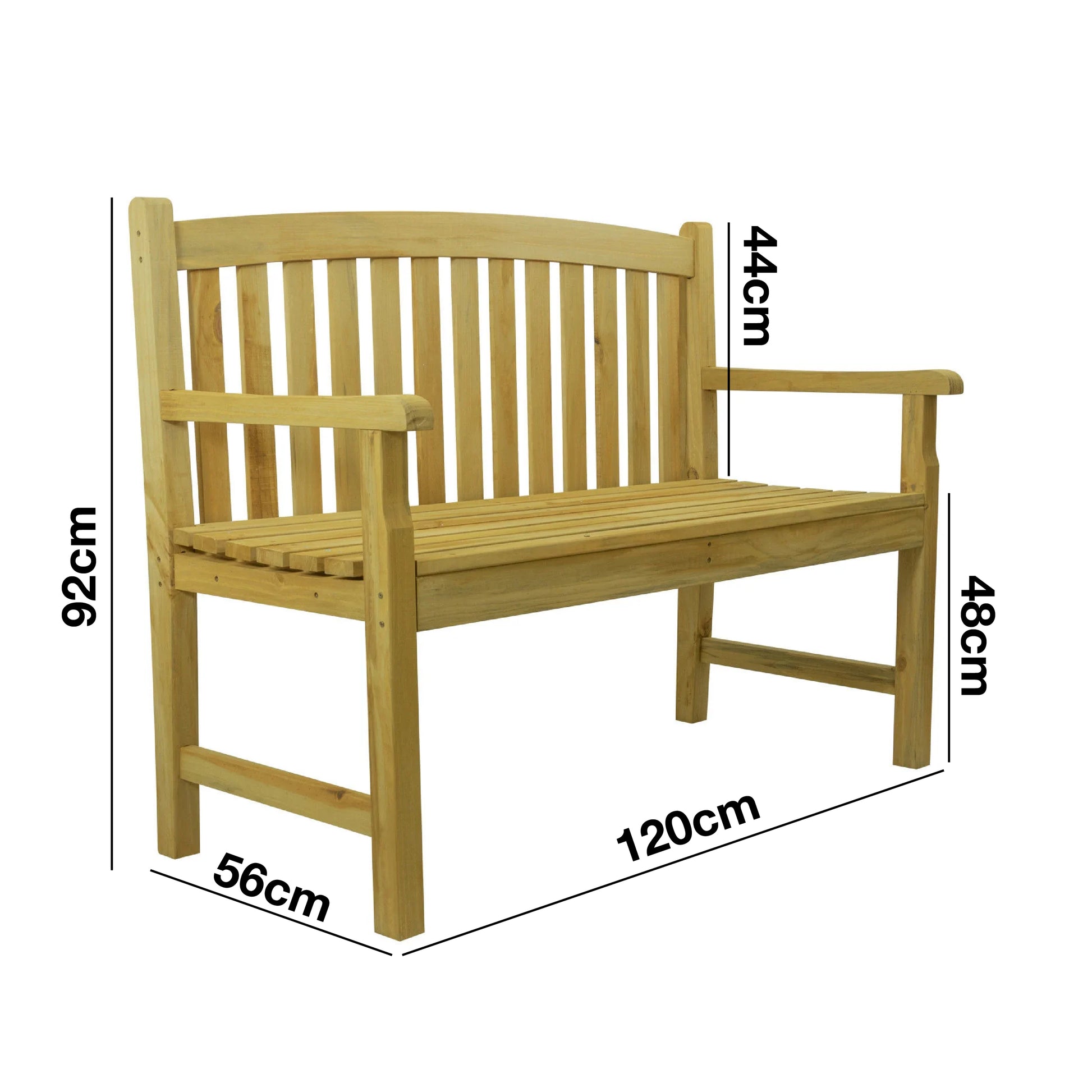 Woodside Narford Outdoor Wooden 2 Seater Bench Garden Patio Furniture