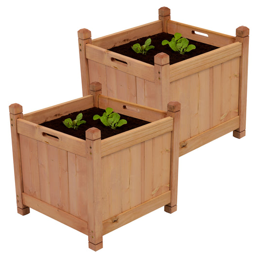 Woodside Stanfield Square Wooden Planter, Pack of 2
