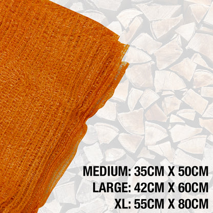 Woodside Orange Mesh Raschel Bags, Net Sacks for Fruit/Veg/Kindling Wood x 100