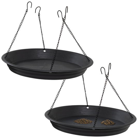 Woodside Bird Feeder Seed Catcher Large Hanging Tray Attachment 32cm, 4 Hooks – 2 Pack