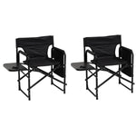 Andes Folding Camping Garden Chair, Aluminium Fishing Directors Chair with Side Table x 2