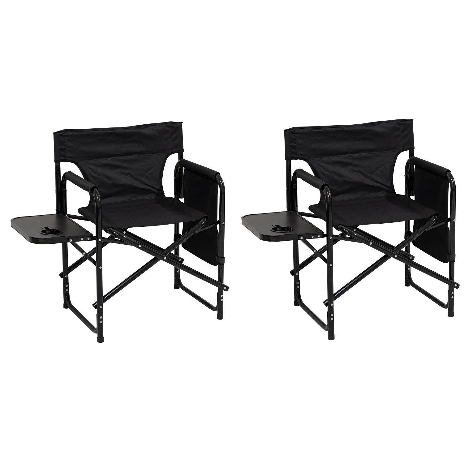 Andes Folding Camping Garden Chair, Aluminium Fishing Directors Chair with Side Table x 2