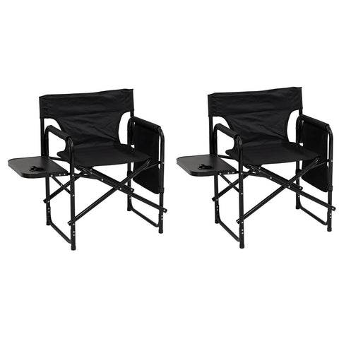 Andes Folding Camping Garden Chair, Aluminium Fishing Directors Chair with Side Table x 2