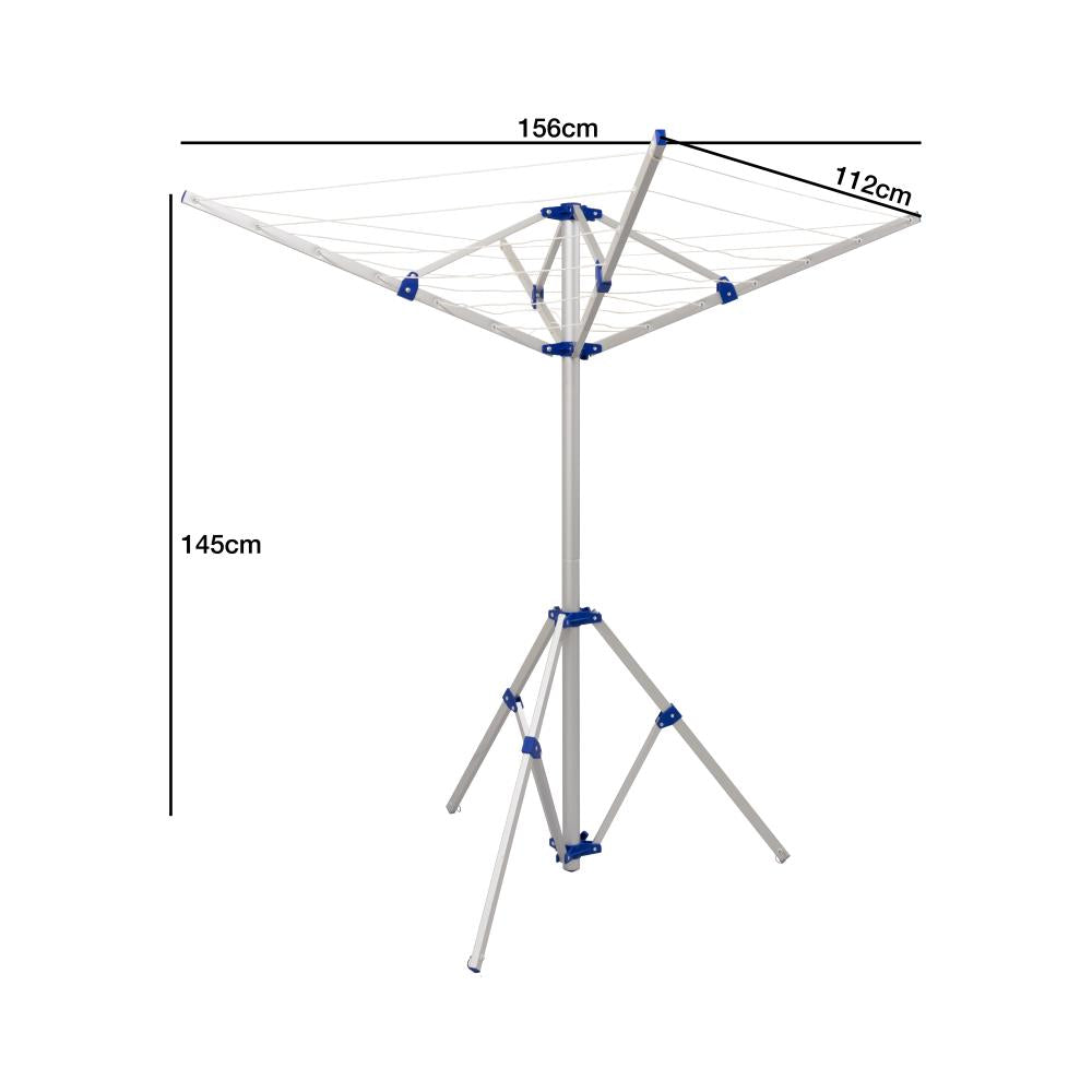 Andes 4 Arm Aluminium Rotary Camping Clothes Airer 16m Washing Line Drying Rack