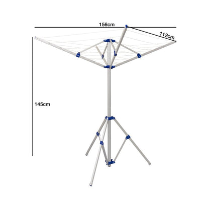 Andes 4 Arm Aluminium Rotary Camping Clothes Airer 16m Washing Line Drying Rack