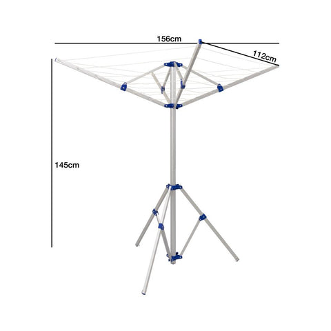 Andes 4 Arm Aluminium Rotary Camping Clothes Airer 16m Washing Line Drying Rack