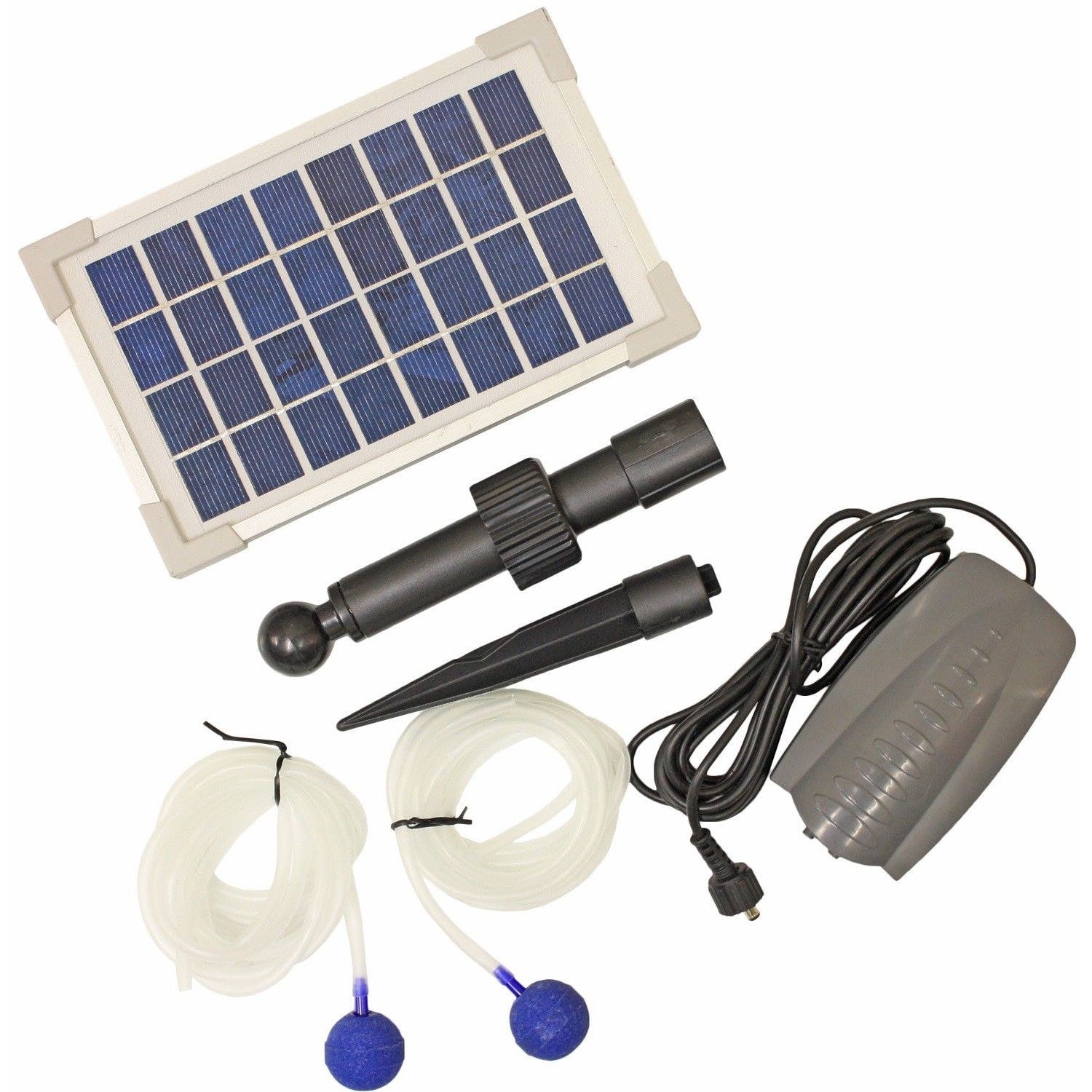 Woodside Solar Powered Oxygenator Pond Water Oxygen Pump 2 Air Stone Aerator